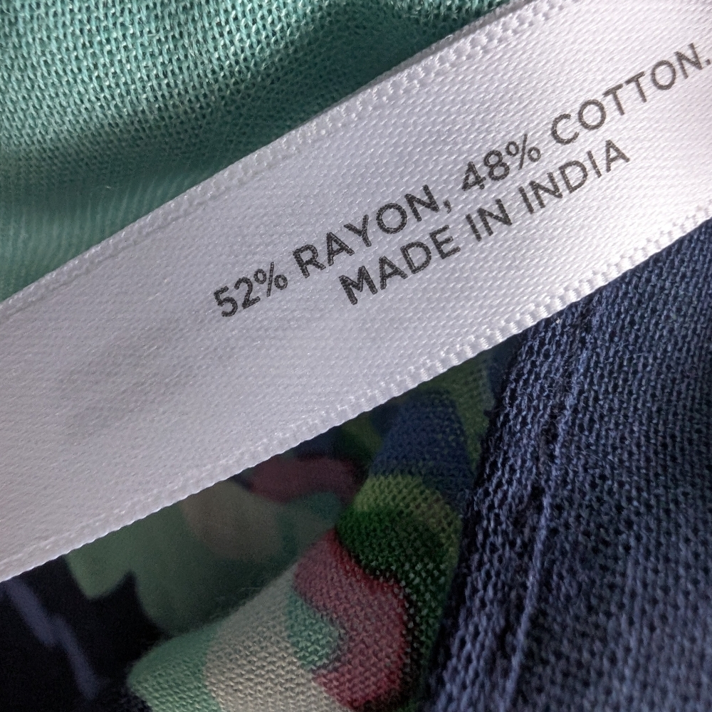 TALBOTS Colorful Oblong Floral Scarf Navy Blue Aqua Green Coral Pink 72x27 New - Picture 10 of 12